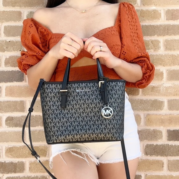 Michael Kors Bags Michael Kors Carryall Tote Crossbody Black Silver